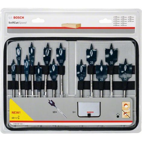Bosch Accessories 2608900336 Kit mecchie da legno 10 mm, 12 mm, 13 mm, 14 mm, 16 mm, 18 mm, 20 mm, 22 mm, 24 mm, 25 mm,