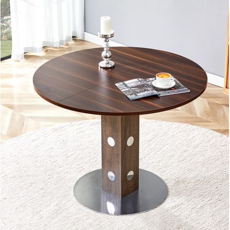 REDOM Esstisch 100x100x76 cm, runde Tischplatte, wasserdicht und kratzfest, MDF, Walnuss (1/5)