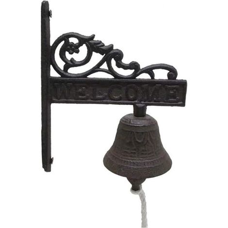 Cloche de Porte Rustique Murale Cloches for Porte Cloche décoration créative en Fer Bienvenue Sonnette Style campagnard Jardin décoration Murale (1/5)