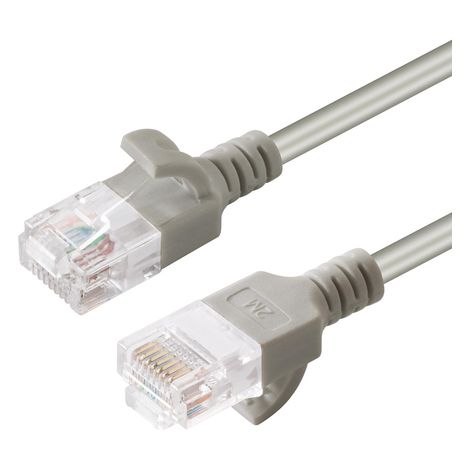 Cable de red UTP Cat6a Microconnect SLIM de 0,15 m, gris (1/3)