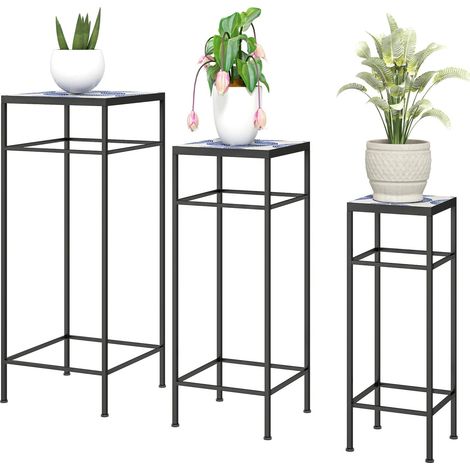 3er set pflanzenstander 71 cm hoch blumenstander fur innen pflanzenregal aus metall 3 verschieden groe blumenregal blumenhocker blumentopfstander fur wohnzimmer garten balkon blauwei aosom 211500334 (1/5)