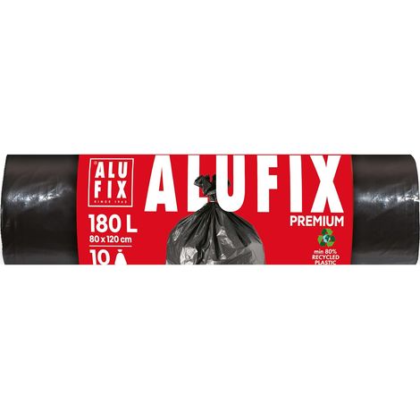 Sacs poubelle extra résistants PRO en LDPE/ 180 l - 10 sacs poubelle - 1 rouleau/ 45 μm/Noir/ 80 × 120cm/ (1/5)