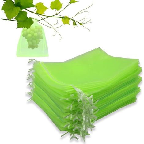 Lntyq 100 Pièces Sac de Protection Raisins, 20 x 30 cm Sachets de Protection pour Raisin, Sac de Protection Fruits avec Cordon de Serrage, pour Protéger Contre Oiseaux et Insectes (Vert Clair)