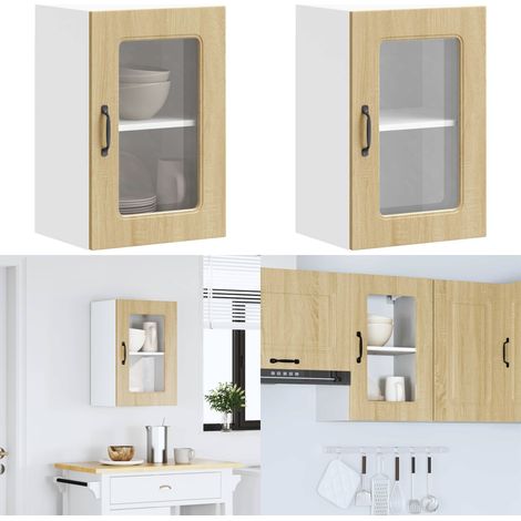 vidaXL Küchen-Hängeschrank mit Glastür Sonoma-Eiche Holzwerkstoff (1/5)