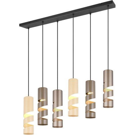 Lampe à suspension tube 6 lumières Stream nuances brunes - 364000617 (1/3)