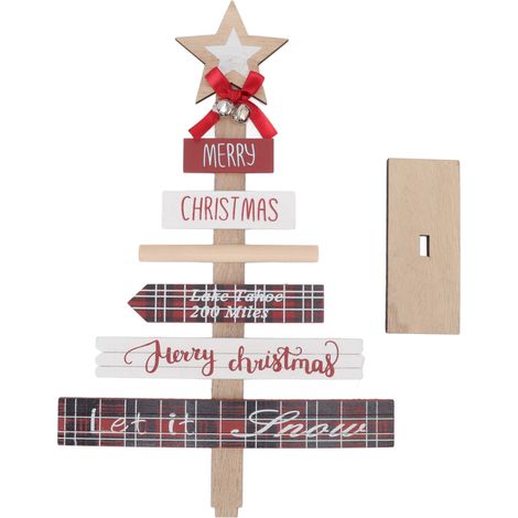 Weihnachtstischdekoration, dekoratives Holzschild mit Sockel für Geschenke, Wohndekorationsarrangement in Rot (1/5)