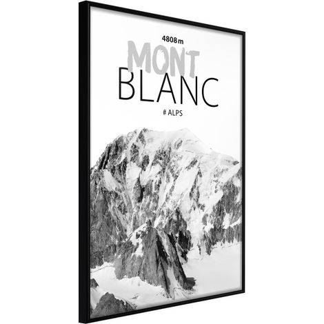 Affiche Murale Encadrée "Peaks of the World Mont Blanc" 40 x 60 cm Noir