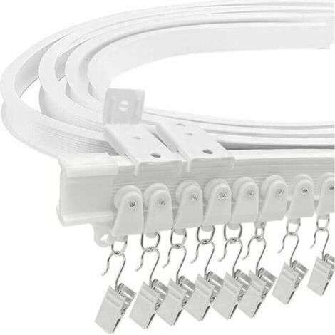Rail de Rideau Flexible pour Baie Vitrée, Support Mural Pliable en Plastique Robuste, Environ 5m (1/4)