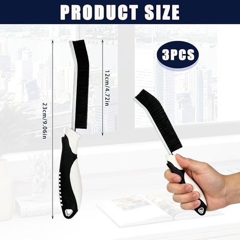 Brosse de Nettoyage, Brosse Joint Carrelage, Poignée, Brosses à Poils Rigides pour Carrelage, Salle de Bain, Cuisine, Fenêtres, Rails de Portes, Nettoyage (1/4)