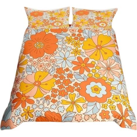 Housse de couette vintage 200x200 cm, en microfibre à motif floral, avec 2 taies d'oreiller (1/5)