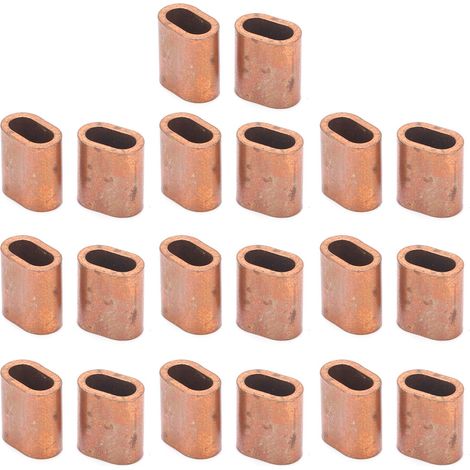 Kit de fixation de 20 manchons de serrage ovales en cuivre M3 pour câbles métalliques