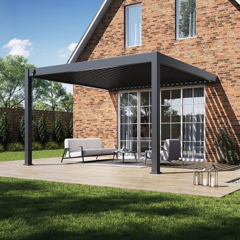 Pérgola bioclimática adosada Ombrea VS 4x4M - Antracita - V2