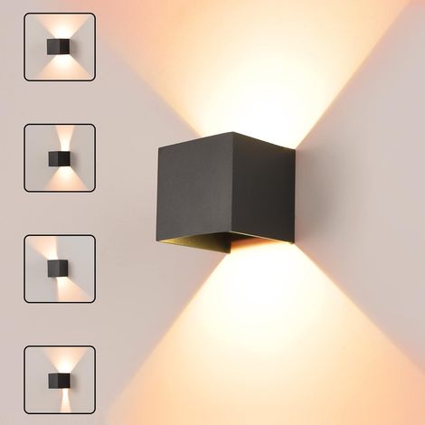 Applique Murale LED Intérieur Extérieur 12W Applique Extérieure IP65 Étanche Lampe Murale Moderne, Lampe Exterieur Angle de Faisceau Réglable Appliques Murales 3000K Blanc Chaud, Noir (1/5)