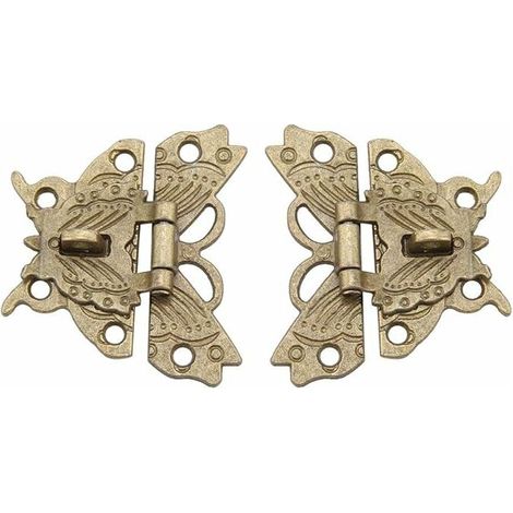 2Pcs Loquet Rétro en Forme de Papillon Loquet Décoratif Loquet de Blocage du Cadenas pour Boîte à Bijoux Armoire (1/5)