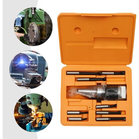 MK2 M10 Lot de 9 têtes de forage Ø 50 mm avec tige ennuyeuse de différentes tailles avec boîte de rangement F1-12 50 mm pour fraiseuse perceuse (1/5)