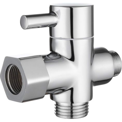 BARKBUSTERS Vanne 3 Voies en Laiton Massif 3/8"-12/17 T Adaptateur Vanne de Derivation pour Toilette WC, Chromé, DSF007D (1/5)