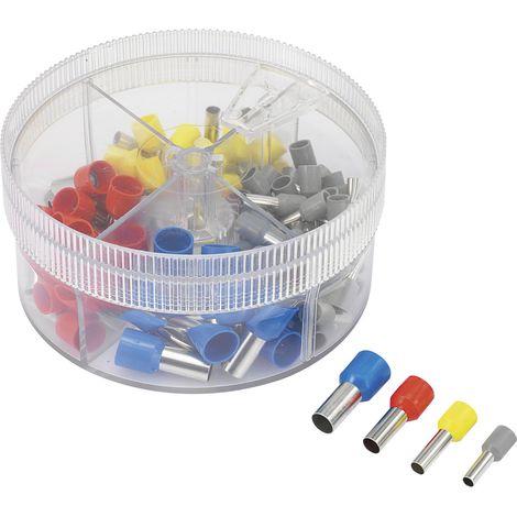 TRU COMPONENTS 739966 Aderendhülsen-Sortiment 4 mm², 6 mm², 10 mm², 16 mm² Teilisoliert Grau, Gelb,