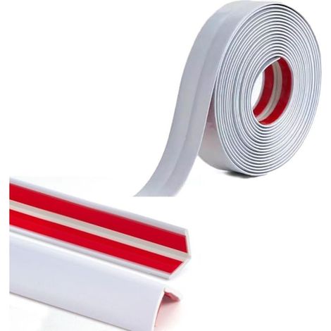 3M Cornière PVC,1x1cm Revêtements d'angle Autocollant Plinthe Souple Protection d'angle Bordure d’angle de Mur Bande Décorative pour Plans de Travail. (1/5)