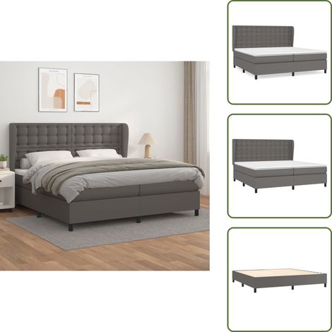 Boxspringbett mit Matratze Grau 200x200 cm Kunstleder - Boxspringbett - Betten - Doppelbett - Luxusbett - Kunstlederbett (1/5)