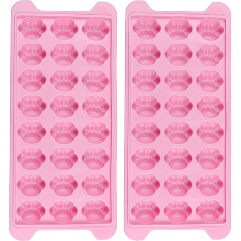 Moule À Glace En Silicone - Forme Pattes De Chat - 24 Cubes Par Moule - Couvercle Amovible - Lot De 2 (1/5)