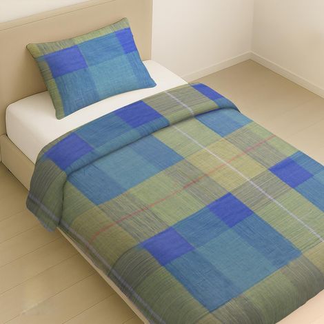 Parure de Housse de Couette en Coton à Motif à Carreaux – Douce, Respirante et Lavable avec taies d'Oreiller coordonnées (Unique) (1/4)