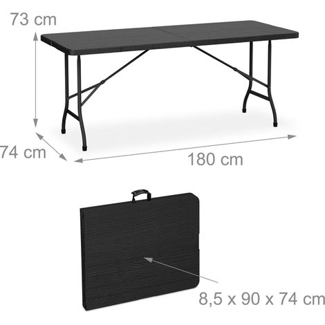 Set tavolo da giardino pieghevole con 2 panche 73 x 180 x 74 cm facile da pulire stile rustico in acciaio nero 130015755