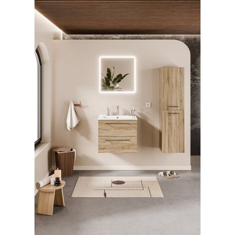 Meuble NEPTUNE Bois Clair 60 cm - Miroir Reflet