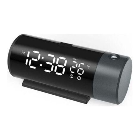 Digitaler Doppelwecker mit LED-Projektor, Thermometer, für Büro, Schlafzimmer, Nachttisch, 180°-Drehung, Projektion, Schlummerfunktion, USB-Handyladegerät (1/4)