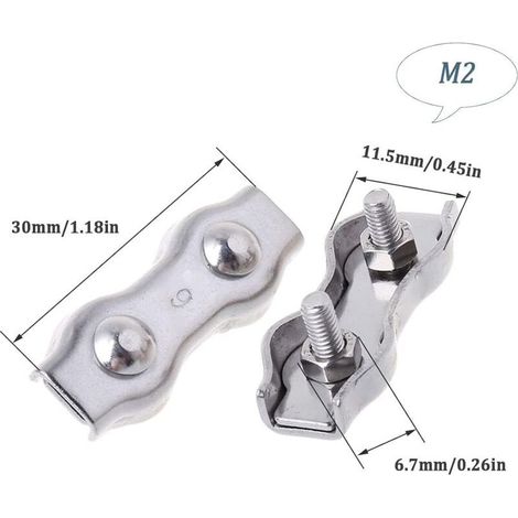 20 Serres Câbles en Acier Inoxydable pour Fixation de Cordes, Fils, Câbles Métalliques, Idéal pour Rangement et Sécurisation (1/5)