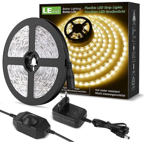 12v,10m Dimmable Led Strip,warm White 3000k 600 Leds,with Dimmer (1/5)