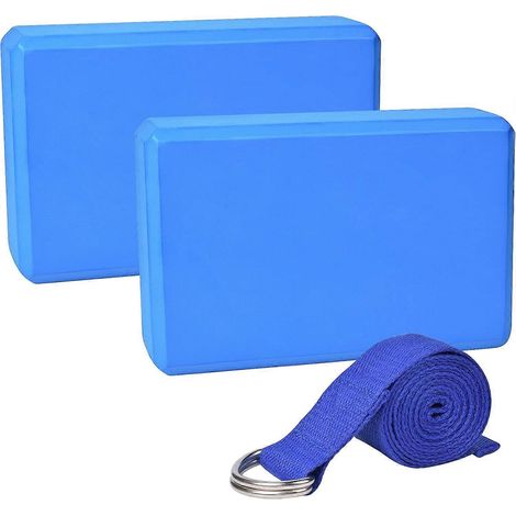 2 blocs de yoga et 1 sangle de yoga, blocs de yoga en mousse EVA haute densité, accessoires de yoga pour la pratique du Pilates. (1/5)