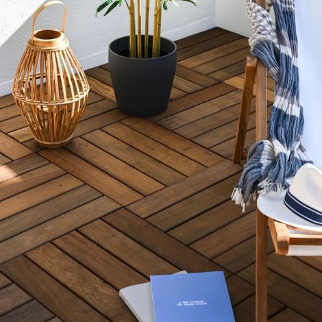 Dalles Terrasse Bois Exotique Itauba - 38x500x500mm - 0.25 m² (1/5)