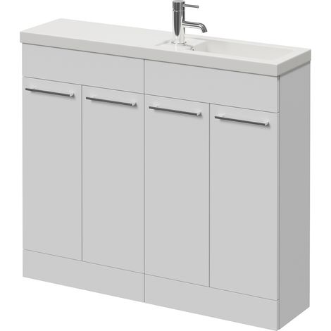 Napoli 250 Gloss White 1000mm 4 Door Vanity Unit with Square Silvo Basin - 1000mm - Chrome 160mm Handle