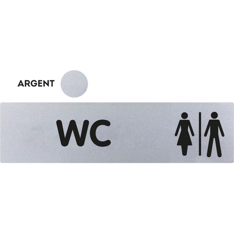 Plaque de porte WC - Classique argent 170x45mm - 4321301