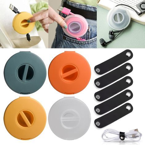Enrouleur de Câble Telephone, Enrouleur de Câble Portable, Attache de Câble pour Casque, Organisateur Enrouleur de Câble Portable, pour Câble Casque, Câble De Données, Organisateur de Câbles en Cuir (1/5)