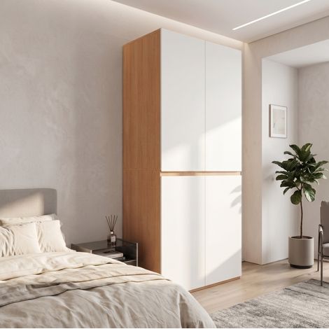 Armoire penderie 90x50x200 cm MDF blanc, tiroir à bijoux, rangement chambre – MEUBLIV (1/5)