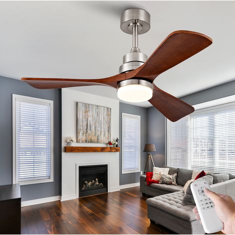 Ventilatore da soffitto 42 Zoll, 3 pale in legno massello, DC reversibile, telecomando, 6 velocità, timer, luce 3 colori (1/5)