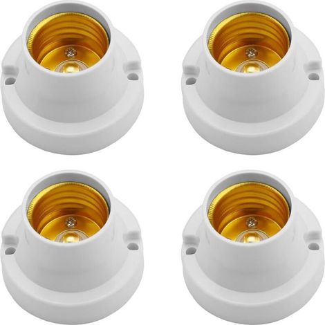 Lot de 4 Douilles de Lampe E27 Universelles, Adaptateur pour Ampoules LED, Culot à Visser, Blanc (1/4)