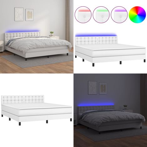 Sommier à lattes de lit avec matelas et LED Blanc 160x200 cm - Matelas LED - Lit avec LED (1/5)