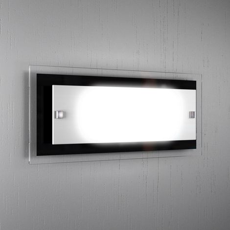 Applique Moderna Tray Metallo Bianco Vetro Nero 2 Luci E27 (1/3)