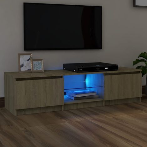 Armario TV con luces LED roble Sonoma 140x40x36 cm vidaXL