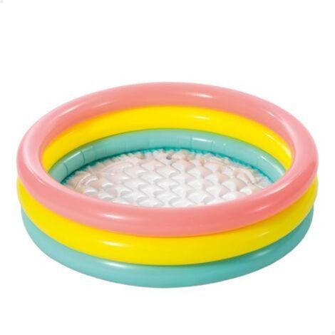 Aufblasbarer Dreiringpool mit Blasenboden – 86 cm x 25 cm – inkl. Fußpumpe und Reparaturset