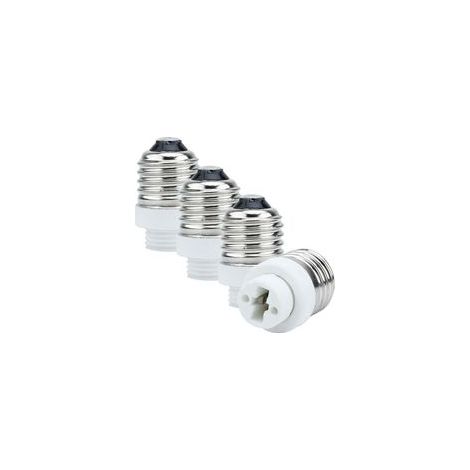 4x Douille de Lamp Adaptateur E27 à G9 en BLANC - Jeu de 4 reformatage convertisseurs pour douille de lampe pour ampoules à incandescence, LED, halogène, lampes économiques
