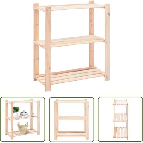 The Living Store Étagère de stockage 3 niveaux 80x38x90 cm Pin solide 150 kg - Étagère De Rangement - Étagère Industrielle - Meuble De Rangement - Rangement Intérieur - Meuble Atelier (1/5)