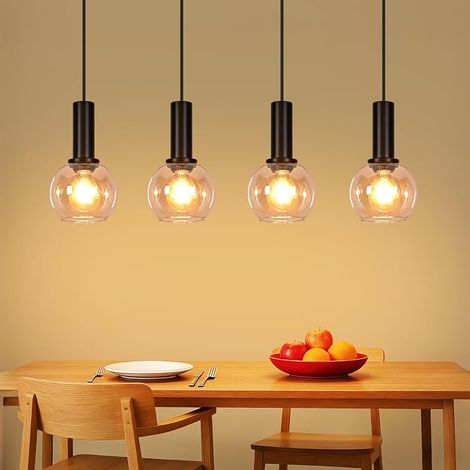 GBLY Pendelleuchte Esstisch Hängeleuchte Glas Hängelampe Vintage 4 Flammig Esszimmerlampe Hängend Retro Esstischlampe Höhenverstellbar E27 Pendellampe für Esszimmer Wohnzimmer ohne Leuchtmittel (1/5)