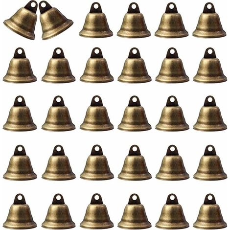 Pamtns 30 Pièces Petite Clochette Vintage Bronze Vintage Vintage Bronze Jingle Bells Cloches Vintage en Bronze Mini Clochette Cloche en Bronze Cloches Artisanales Petites Clochettes, Ensoleillé (1/5)