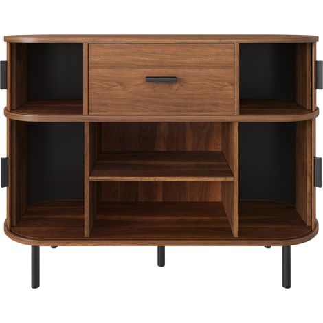 2-stufiges Sideboard mit Schiebetüren und Schublade, Nussbaumoptik, MODENUIT (1/5)