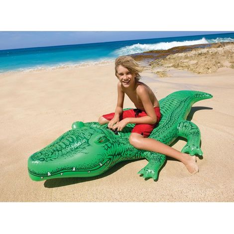 Crocodile gonflable à chevaucher 2m – 2 poignées de maintien – Vinyle épais 30/100 – Pour 2 enfants jusqu'à 40kg (1/5)