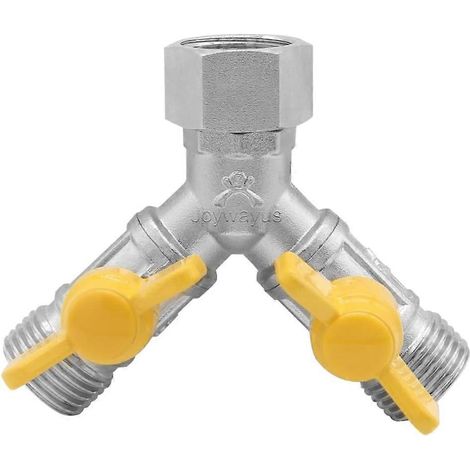 Robinet inverseur de douche à 3 voies Joywayus en laiton nickelé G1/2", adaptateur de vanne d'arrêt en forme de Y pour flexible et pommeau de douche (1/5)