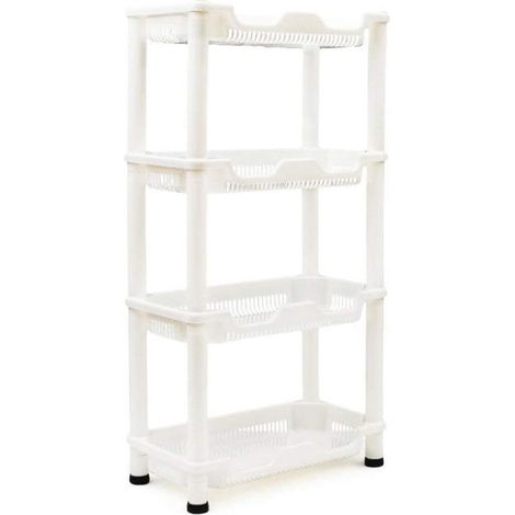Caddy De Douche D'Angle Antirouille Blanc étagère De Cuisine Meuble De Rangement De Salle De Bain 4 étages 75 X 39 X 21 cm, Blanc-Fei Yu (1/4)